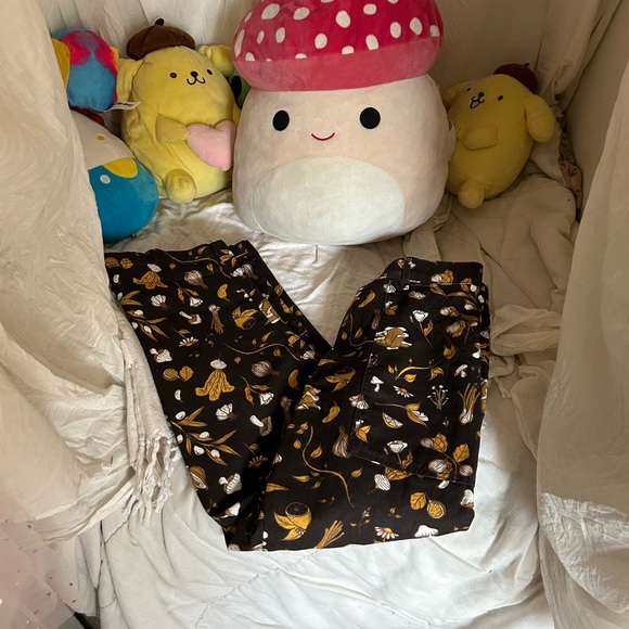 BIG BUD PRESS work pants w/ mushroom, garlic & daisies deadstock *size S - Picture 5 of 10